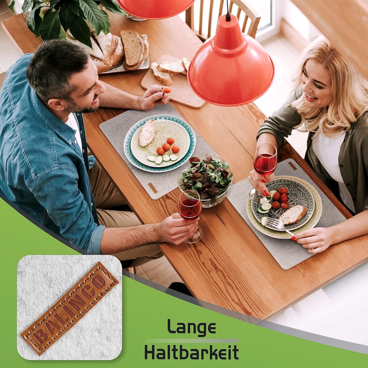 Placemat vilt wasbaar 8 stuks - lichtgrijs - hittebestendig - eenvoudig te reinigen - ShopVlot