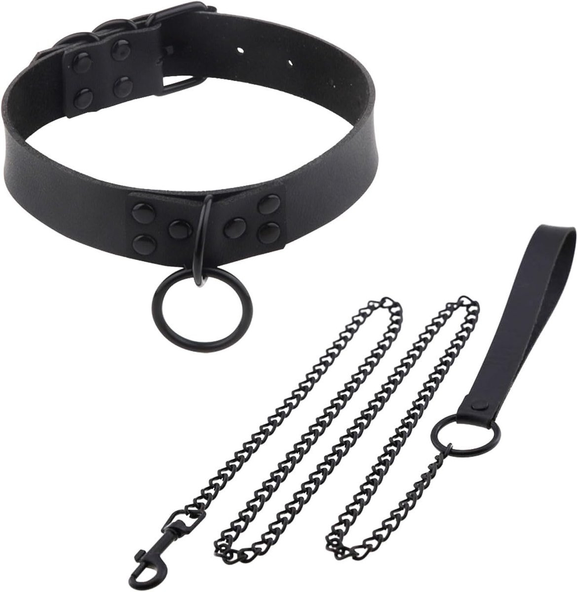 Chokerhalsketting PU Leer - Zwart - O-ring ontwerp - Perfect voor Halloween en cosplay - ShopVlot