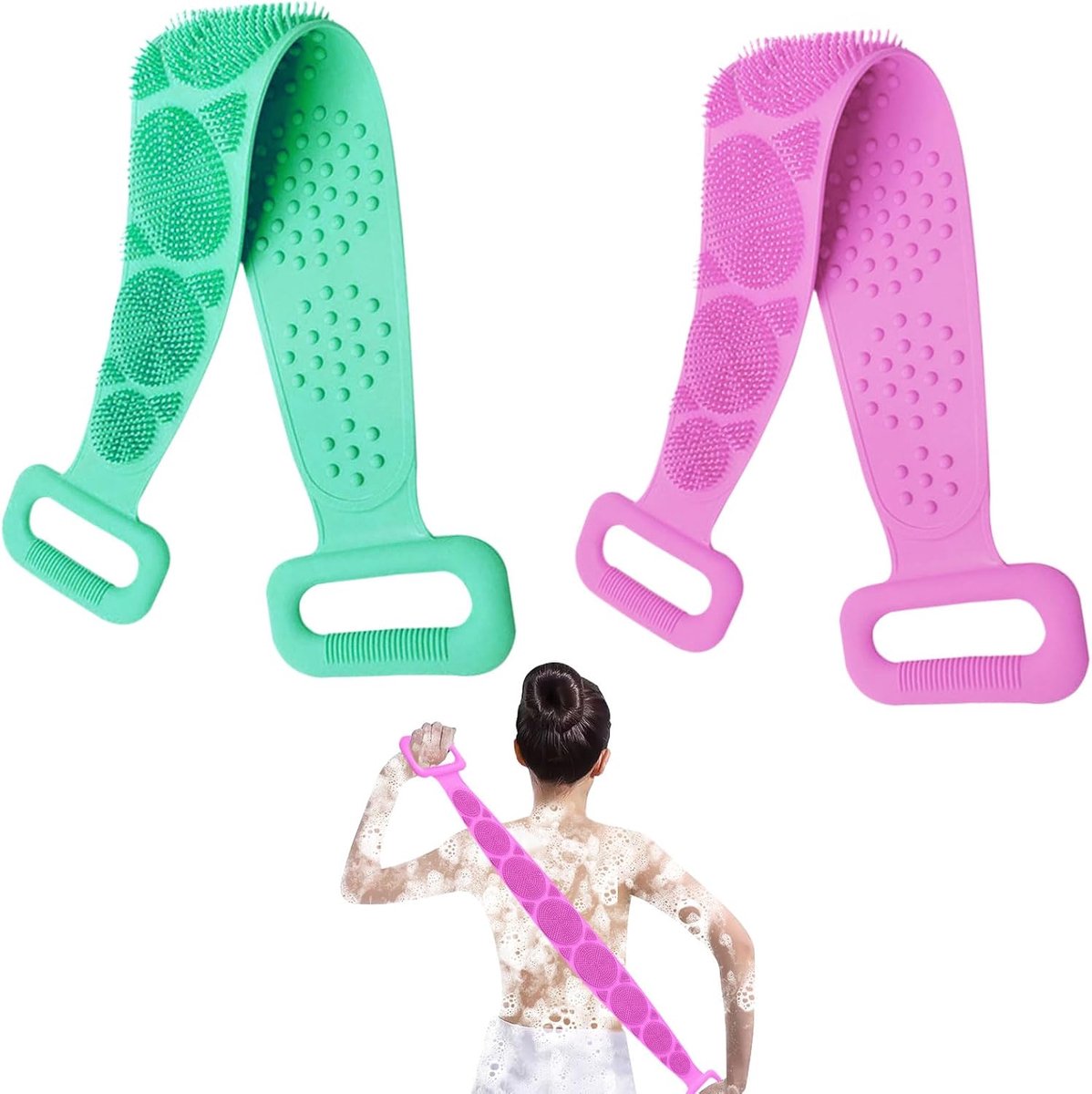 Body Brush Back Scrubber - Silicone Exfoliating Borstel - Dubbelzijdig en Zacht - Voor Spa en Massage - ShopVlot