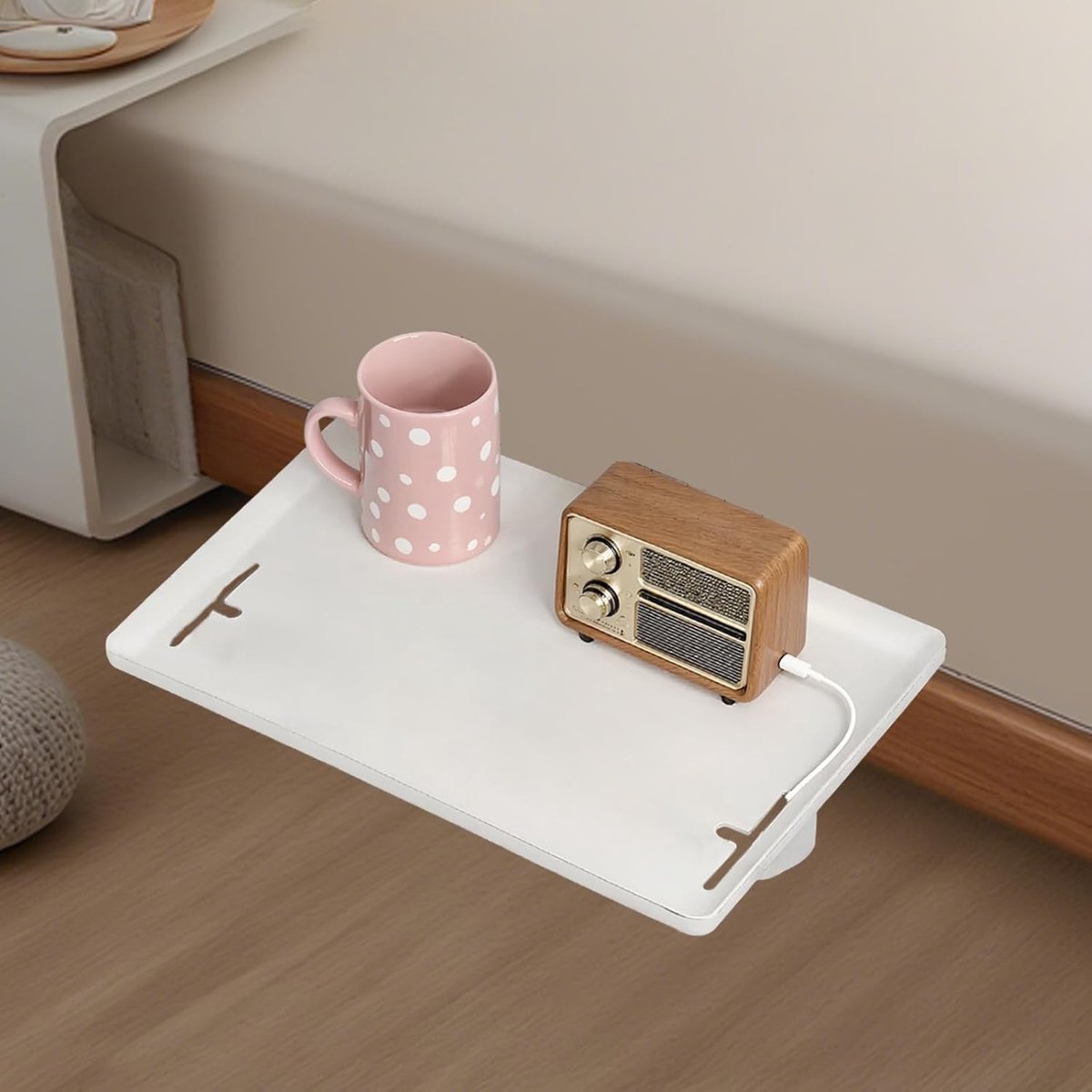 Bedtafel voor aan bed - ruimtebesparend - met kabelbeheer - ideaal voor studenten - ShopVlot