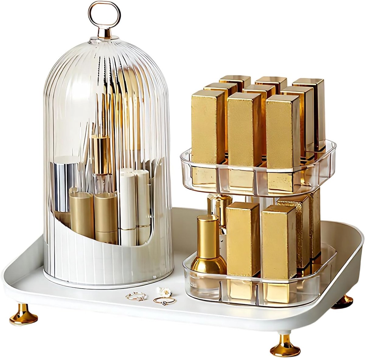 Makeup Organizer 360° Rotatie - 2-in-1 Cosmetica Organizer - Stofdicht voor Borstels en Lipsticks - ShopVlot