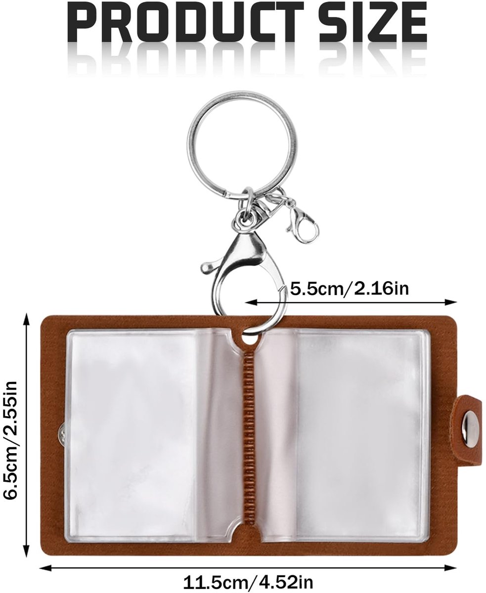 Mini fotoalbum sleutelhanger 5 cm - bruin leer - 20 vakken - ideale fotoherinnering - ShopVlot