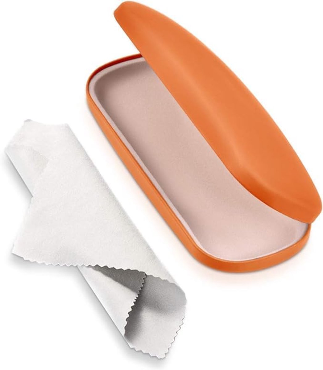 Bril etui universeel - hard case - oranje - geschikt voor kleine en middelgrote brillen - ShopVlot
