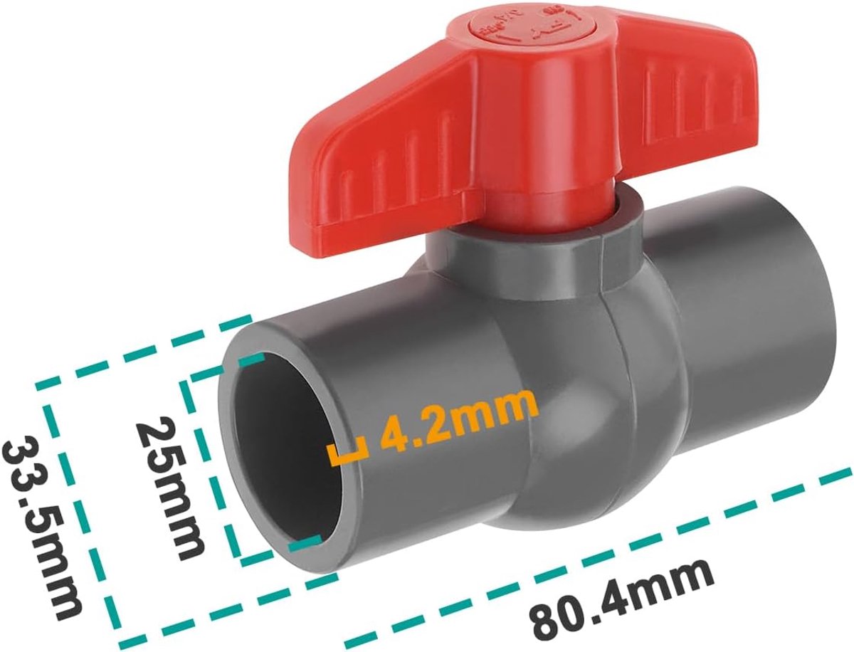 PVC Kogelkleppen 25mm - 4 Stuks - Duurzaam PVC - Ideaal voor irrigatie - ShopVlot