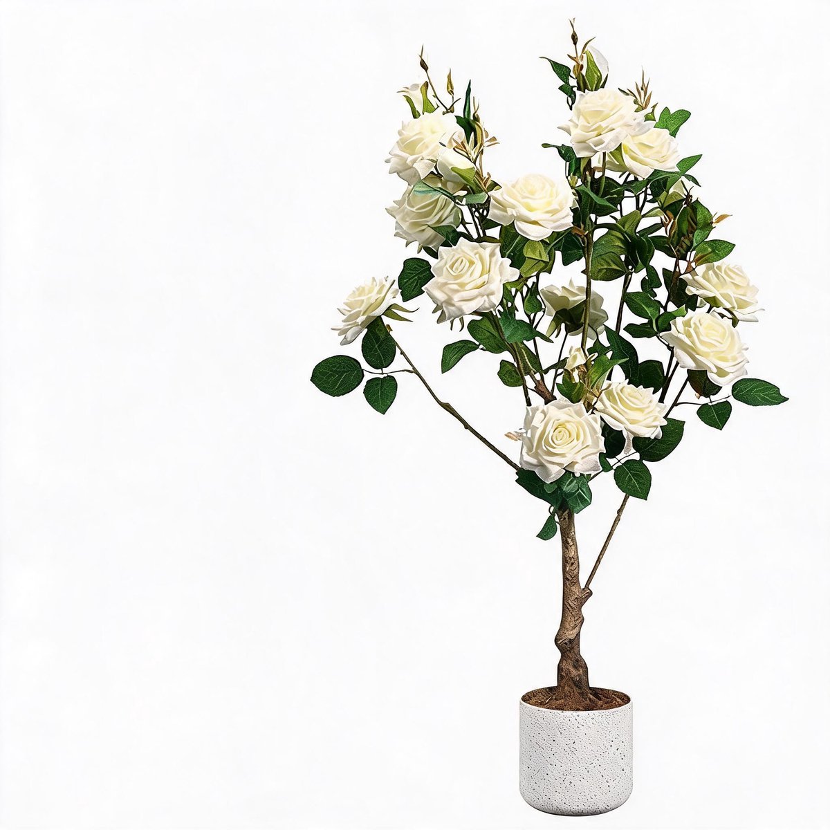 Triumpunpre - decoratieve kunststruik - 2 stuks 80cm witte lenteroos met pot voor binnen en buitendecoratie