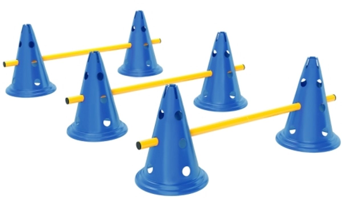 Agility Set Honden 3-delig Trainingsset met 6 Kegels en 3 Springhorden – Opvouwbaar Hurdenset met Draagtas blauw voor Hondenfitness en Behendigheid