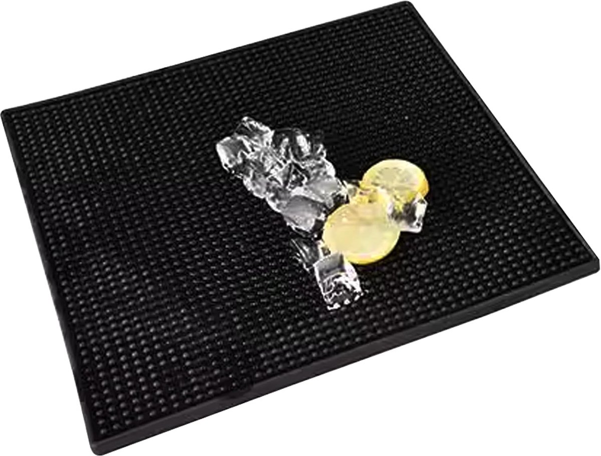 Barmat 45 x 30 cm - rubber - zwart - antislip voor servies en wijnglazen - ShopVlot