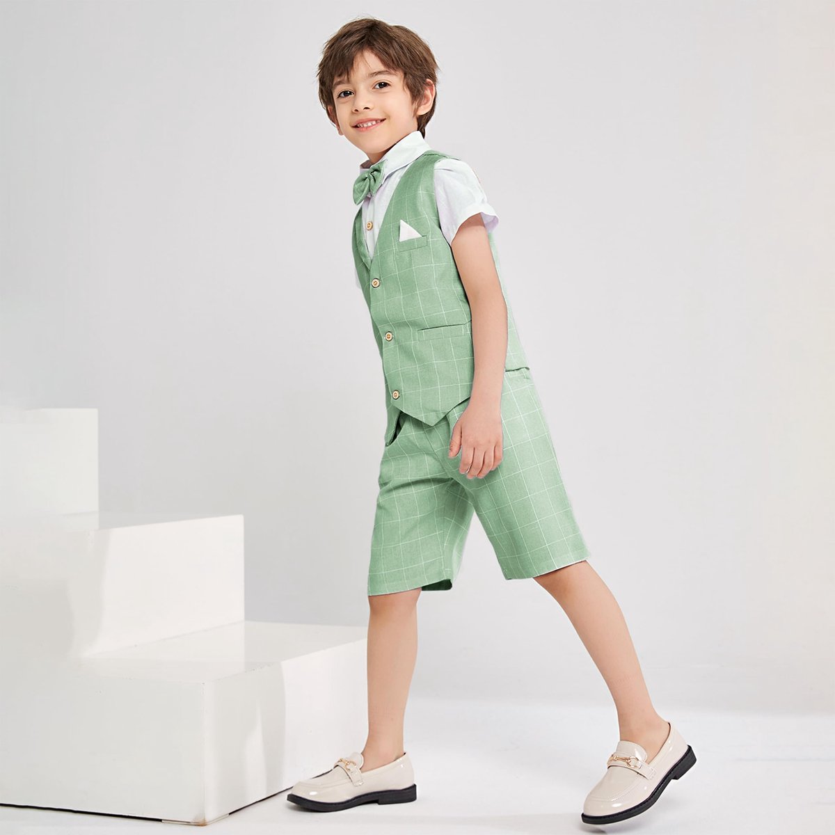 Peuter pak 4-delige set - grijs-groen - feestelijk voor jongens - ideaal voor zomerbruiloft - ShopVlot