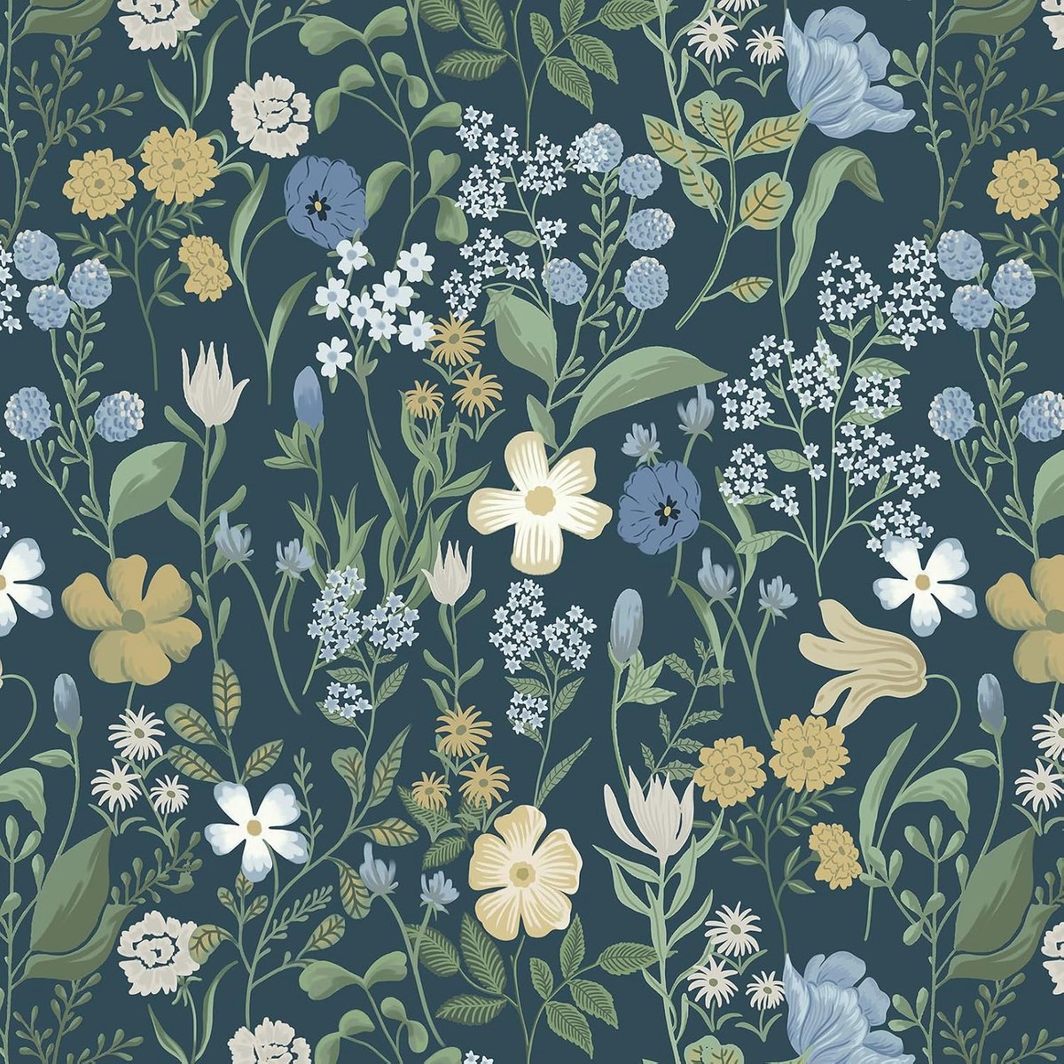 Behang, groene bloemen, 44 x 300 cm, waterdichte meubelfolie, zelfklevend, vinyl, afneembare plakfolie, bloemen, voor muur, kasten, meubels, decoratie