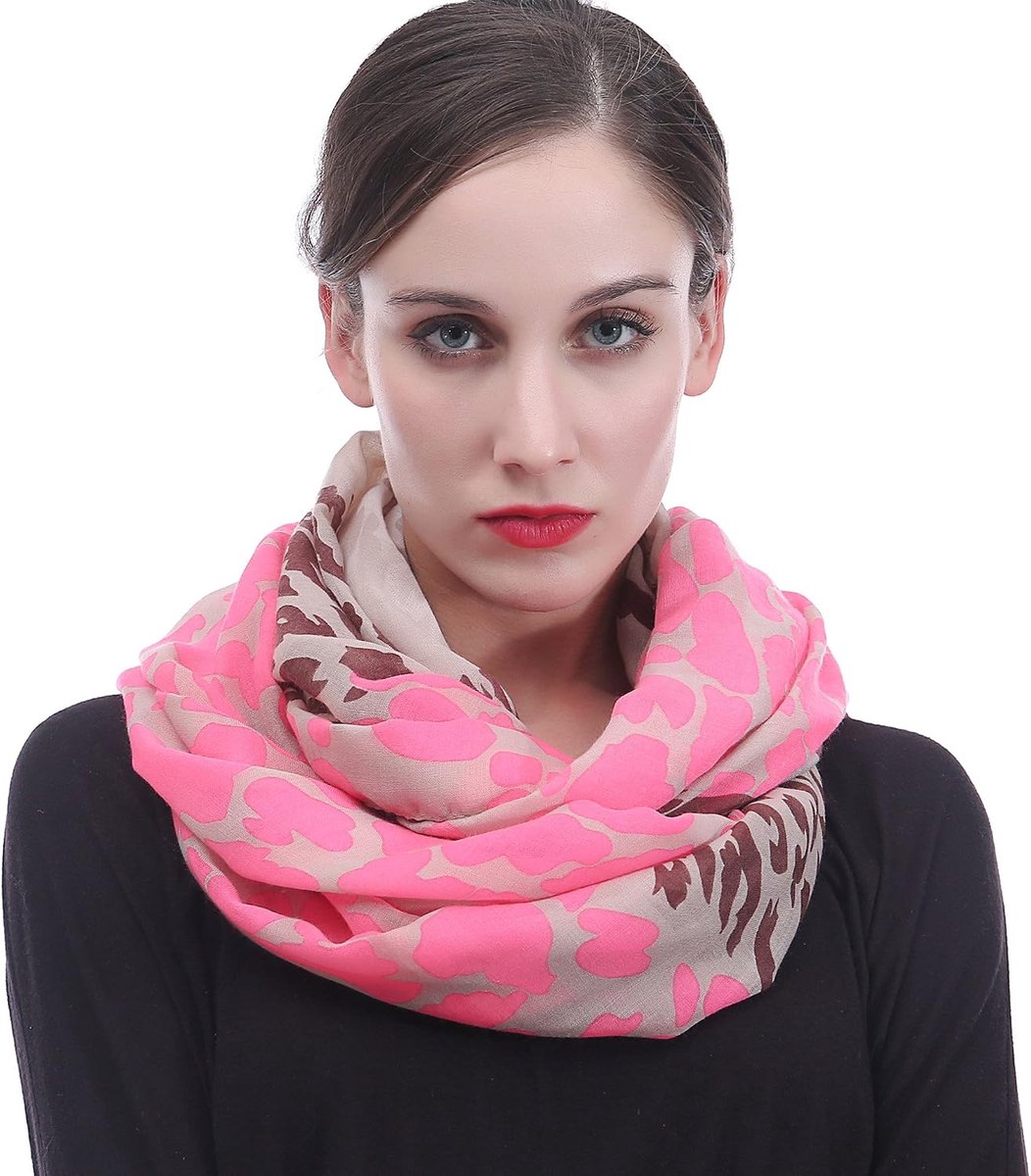 & Lily Leopard Colsjaal voor dames, neonroze