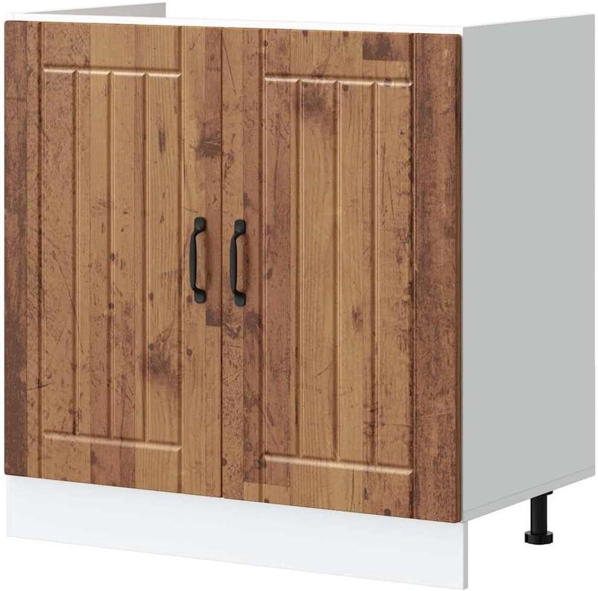 Gootsteenonderkast - Keukenkast - Keuken organiseren - Verstelbare poten - 80 cm breed - Oud hout