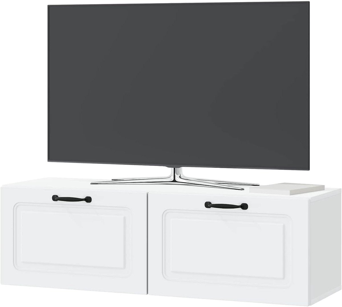 TV-kast Wandmontage - Muurkast Media - Media Organiseren - Met Deuren - 98 x 31 x 30 cm - Wit