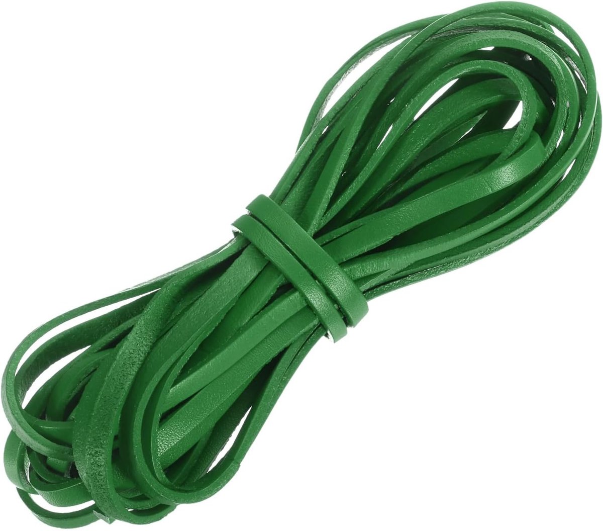 Platte leren band, 5,5 meter, 5 mm leren strip voor het knutselen van armbanden, portemonnee-riemen, donkergroen