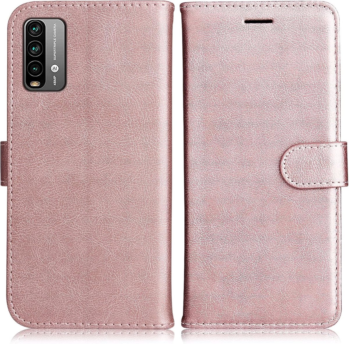 Hoesje voor Redmi 9T / Xiaomi Poco M3, Magnetisch PU-Lederen Hoesje met Kaartsleuven Kickstand, Portemonnee Hoesje voor Redmi 9T / Xiaomi Poco M3, Roze