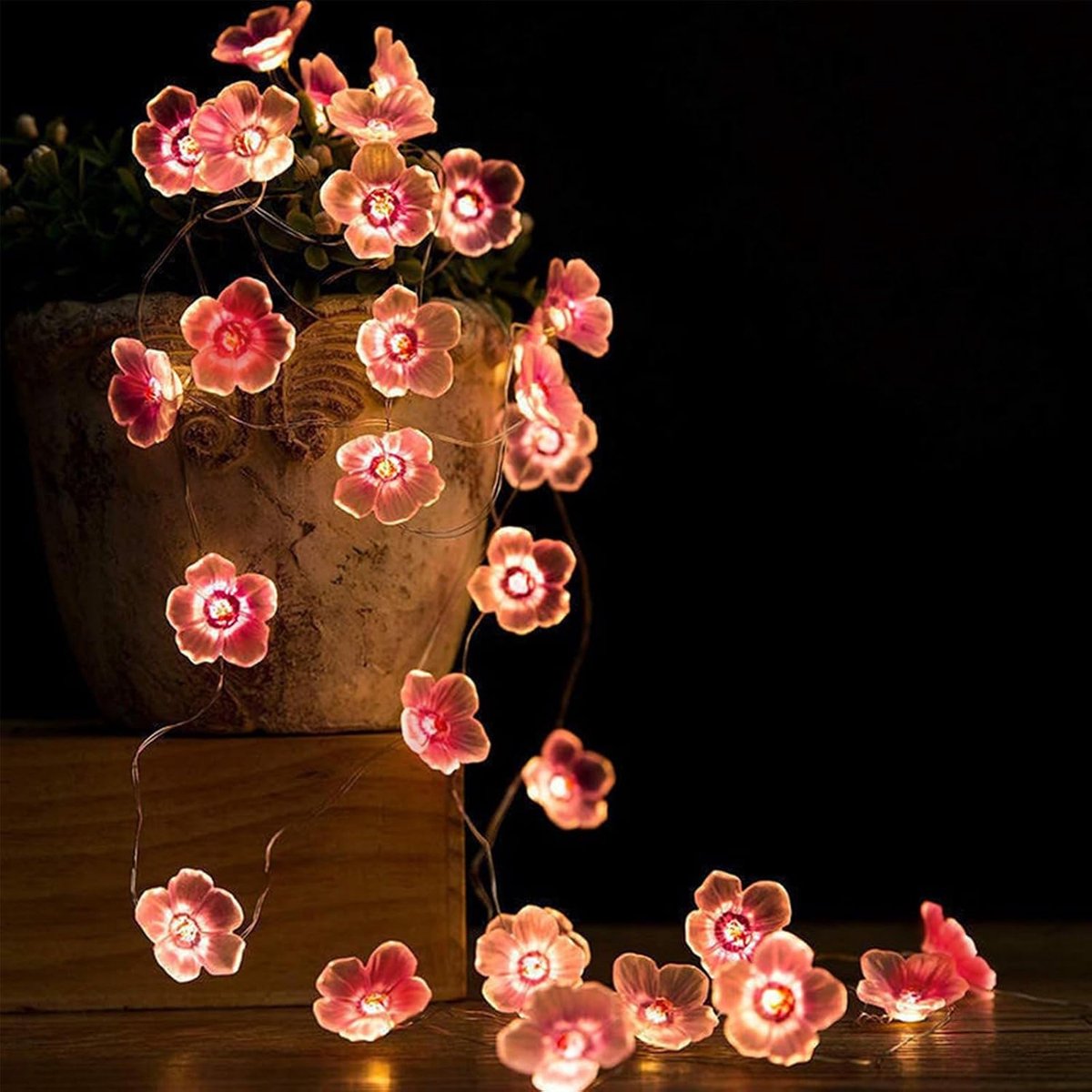 Lichtsnoer Kersenbloesem 2m - 20 LED Bloemen - Batterij Rood - Perfect voor Lente Decoratie - SnelShoppen