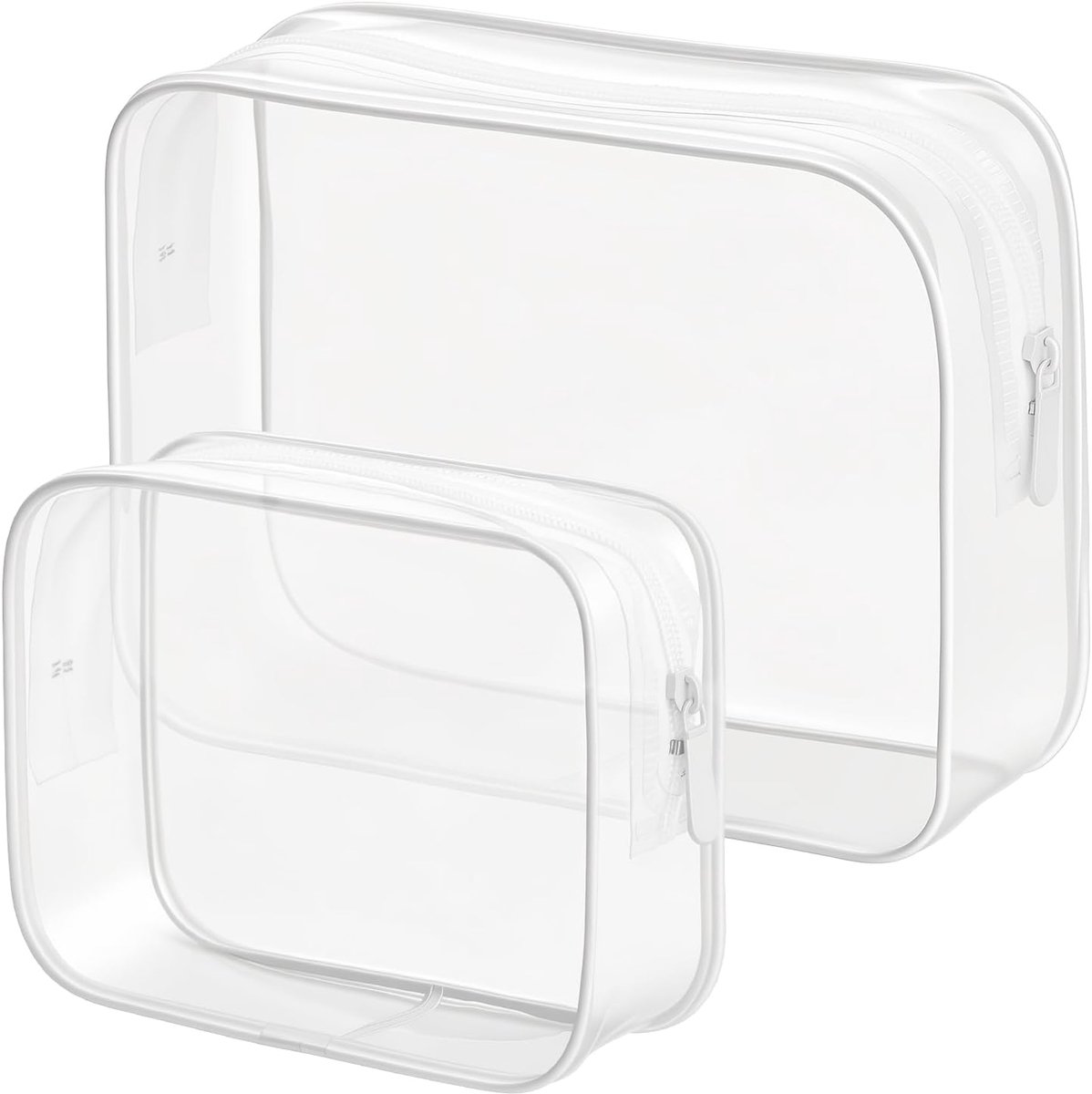 Toilettassen, 2 Stuks PVC Waterdicht Toilettas, Make Uptas Opbergtas Badproducten, Handbagage Vliegtuigtassen Reistas accessoires voor Mannen Vrouwen Kinderen Gezinsuitjes - Wit