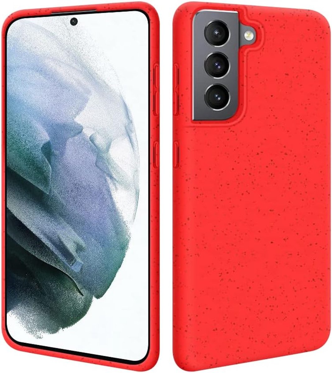 Telefoonhoes voor Samsung Galaxy S21 FE 5G, van duurzame biologische kunststof, biologisch afbreekbaar, recyclebaar, tarwestro TPU case, beschermhoes, milieuvriendelijk, precies passend, mat rood