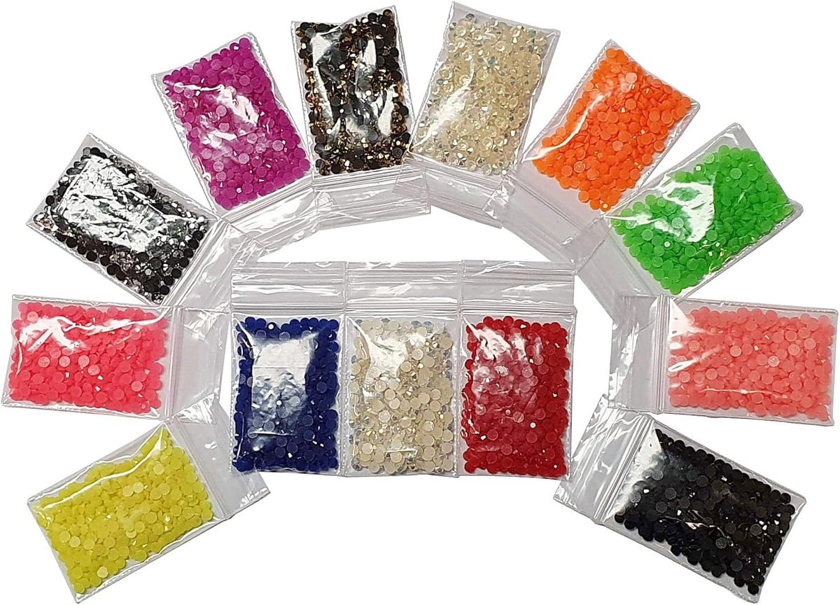 Hotfix SS20 hete strijkstenen van hars, 5 mm, 10 kleuren, om op te strijken, 2000 stuks, fluorescerend, epoxy SS20, AAA-kwaliteit