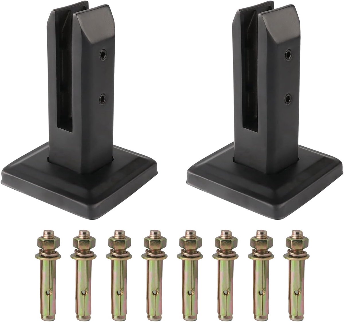 2 stuks zwarte, zware 201 roestvrijstalen glazen klem, zwembadomheining, balustrade paalklemmen voor balkons, tuinen, trappen, zwembaddek, leuningen (200 mm/7,9 inch)