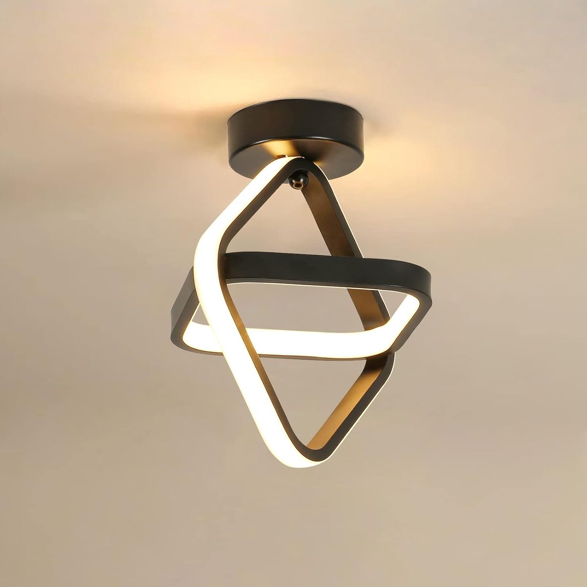 Moderne led-plafondlamp, Chandelier 22 W, warmwit, garderobeverlichting, hal balkon (zwart)