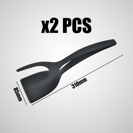 2-delige omkeerbare spatel, keukengereiset, kookspatel, keukenanti-aanbakaccessoires, 2-in-1-flipper, huishoudelijke toast, eierrollen-omkeergereedschap (zwart) — afbeelding 3