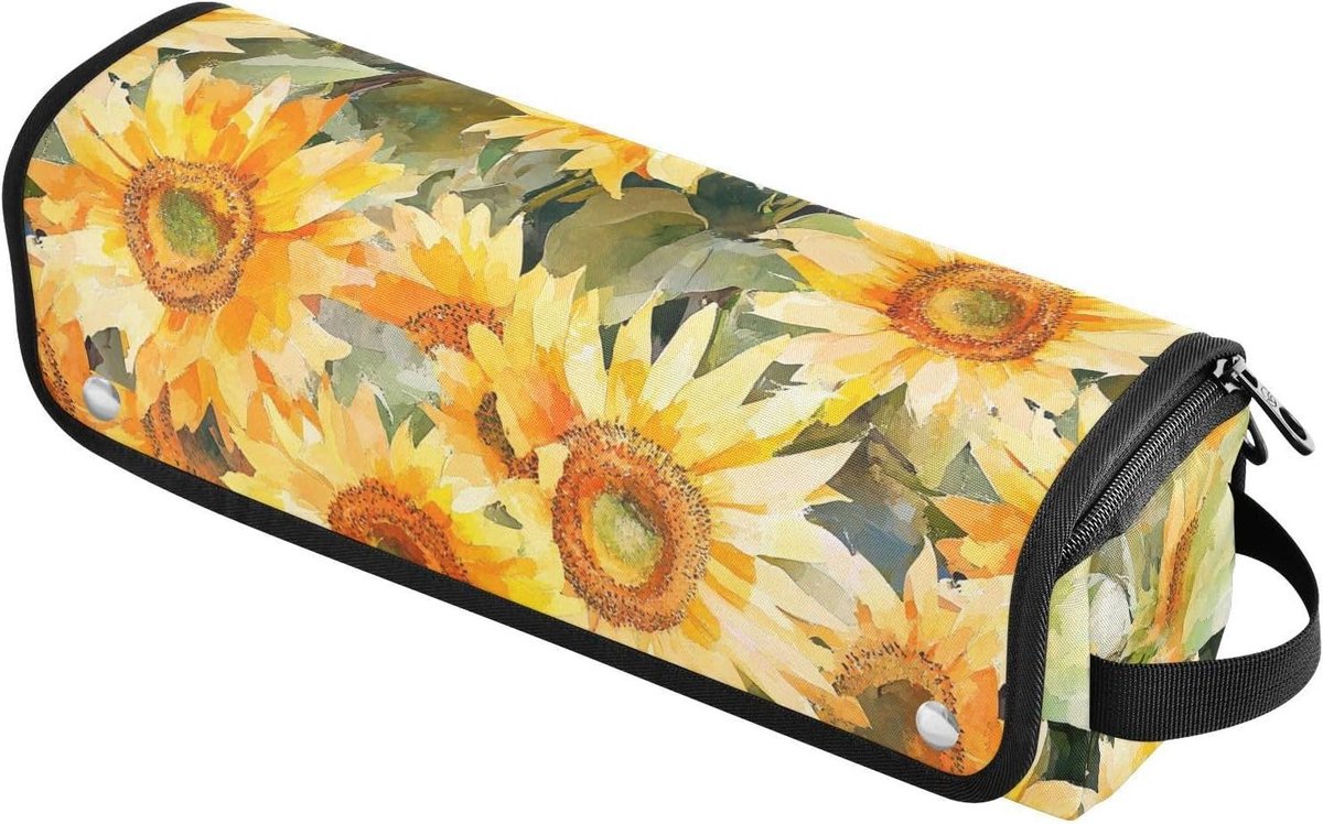 Haarstyling Tas - Reis Etui - Styling Opbergen - Hittebestendige Mat - 37 cm Lengte - Zonnebloem Neutraal