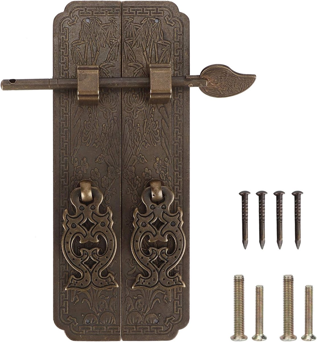 Retro deurgrepen Kit Chinese stijl Antieke koperen poort Handgreep Meubels Hardware Deurtoebehoren Geschikt voor kasten, dressoirs, kleerkasten, kasten, kasten
