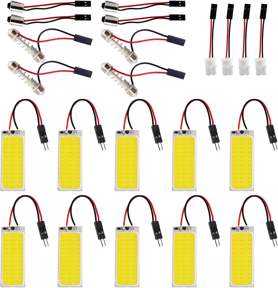 10 stuks superwitte energiebesparende 36-SMD-LED-paneel-dome verlichting, met 12 stuks slinger-adapter