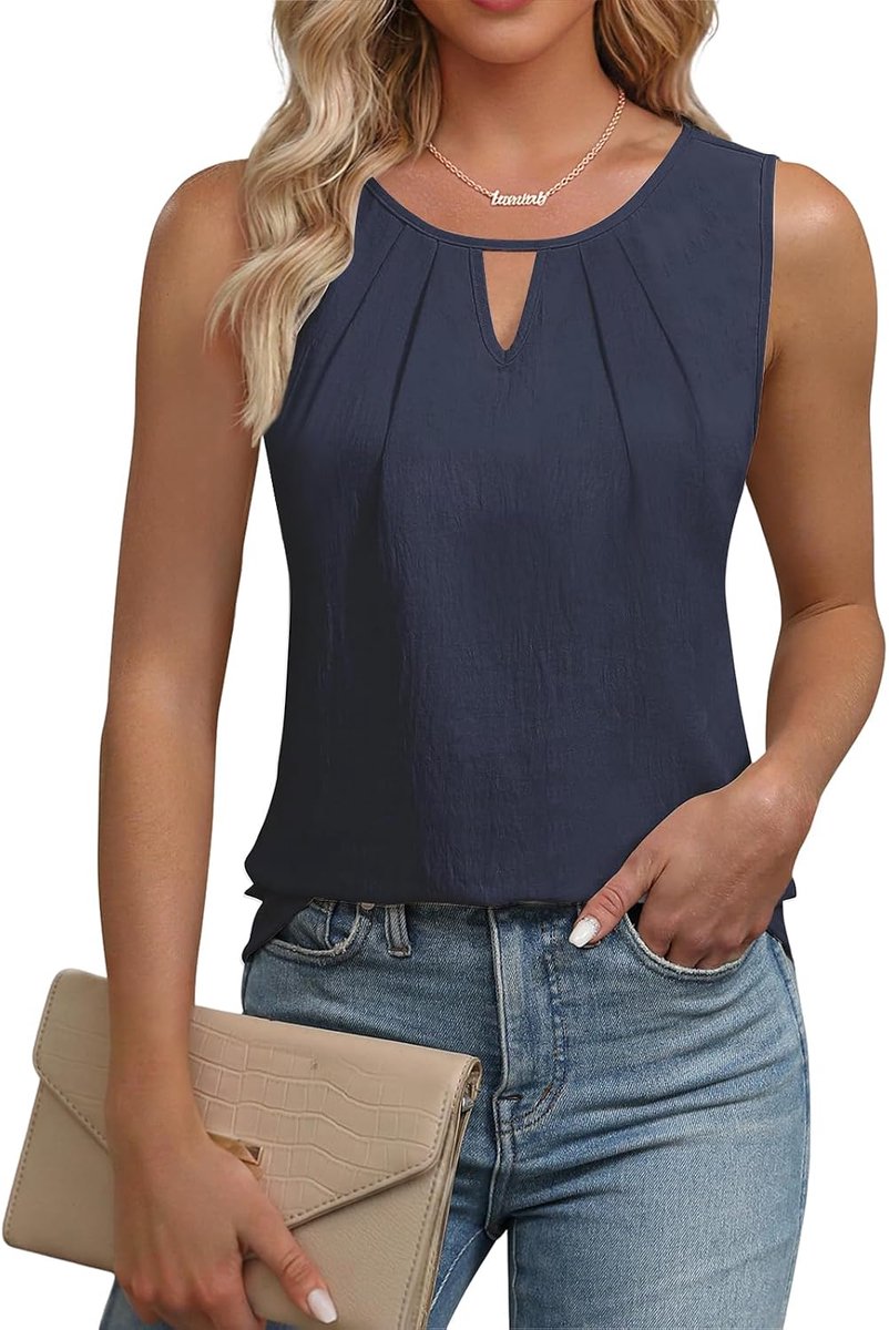 Tanktop Dames Zonder Mouwen Blouse Top Dames Basic Cami Zomer V-hals Tops Blouseshirt Vest