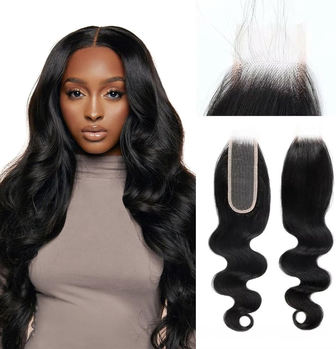 2x6 Human Hair Closure Transparent Lace 2x6 Body Wave Lace Closure Free Part Brazilian Human Hair Extension Closure Pre Plucked With Baby Hair (10 Inch, 2x6 Closure)
