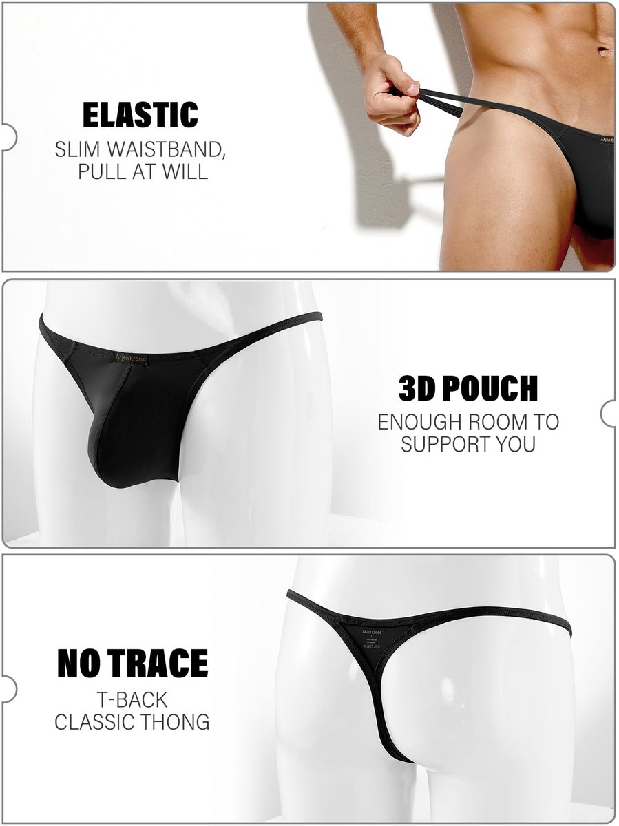 Heren tanga zwart S - zacht G-String voor heren - low rise - sexy uitstraling - SnelShoppen
