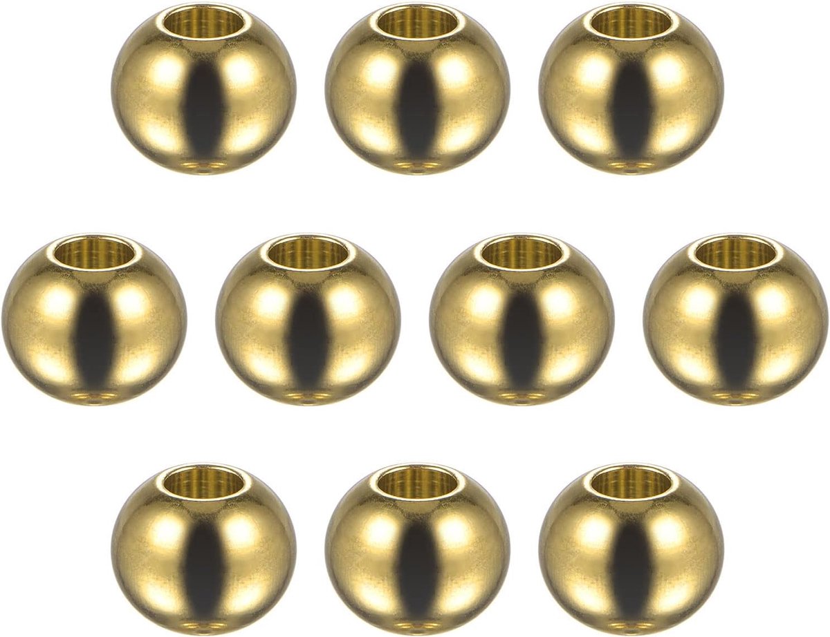 Kralen 10 mm roestvrij staal 4 mm gatdiameter. Parel voor doe-het-zelf handwerk goudtint