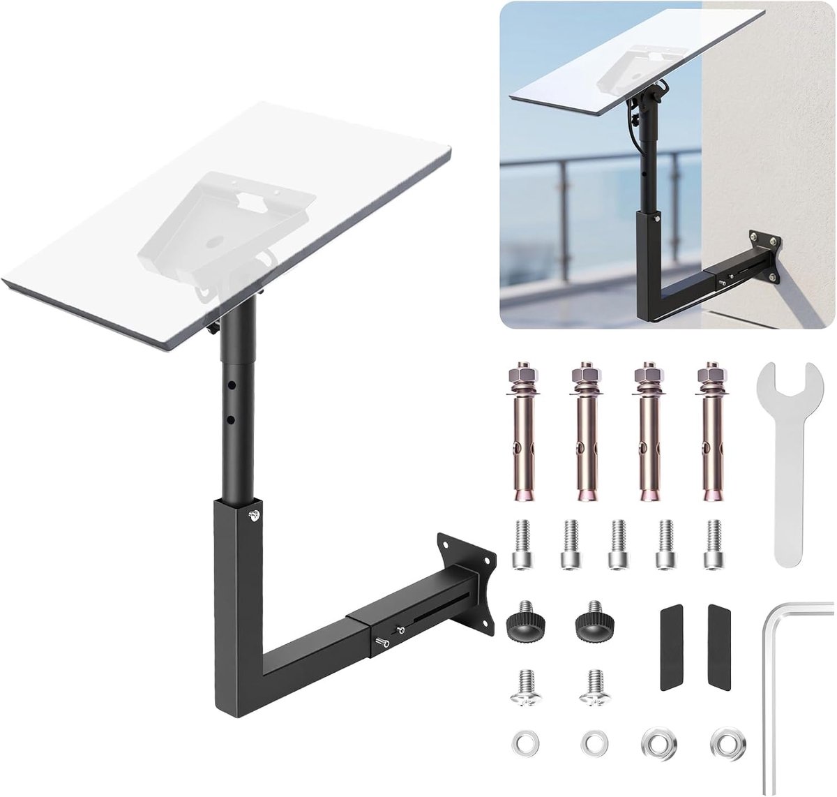 Gen 3 Wandbevestiging, Verstelbare telescopische armbeugel, roest- en weerbestendig, geschikt voor beton en hout, compatibel met Starlink 4/4X/Gen 3, eenvoudig te installeren