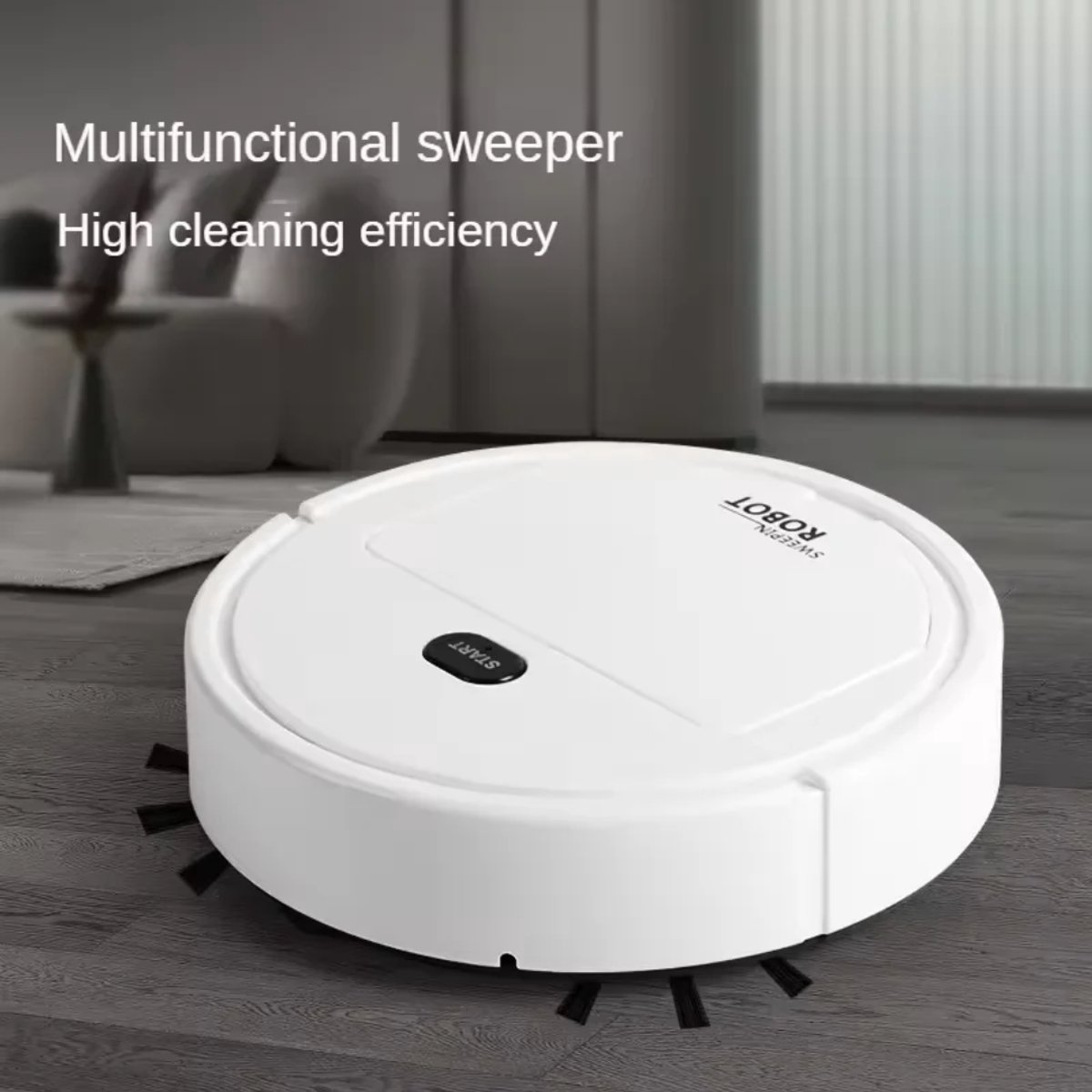 Smart robot stofzuiger met borstels en Veegdoek. 3 in 1.Zuigen, vegen en dweilen. wit