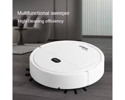 Smart robot stofzuiger met borstels en Veegdoek. 3 in 1.Zuigen, vegen en dweilen. wit