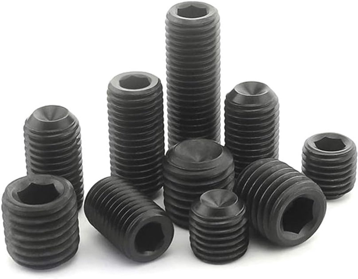 Zonder Kop Cup Punt Inbuskop Schroef Koolstofstaal met Hoge Sterkte Hex Madeschroef Zwart - M6×10mm,50 pcs