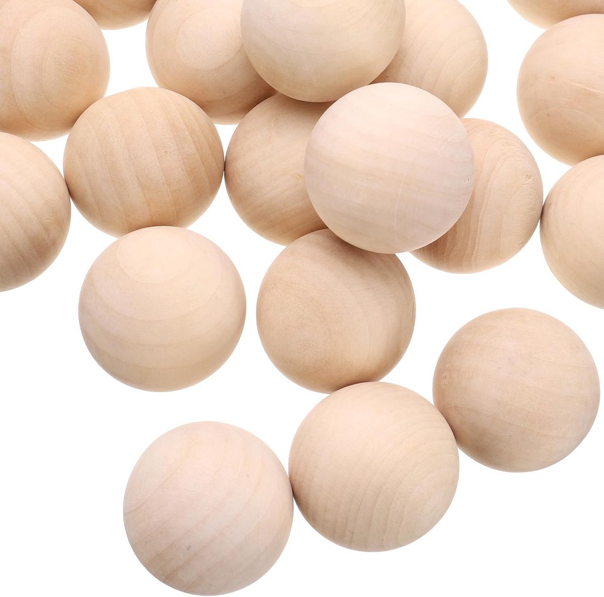 30 stuks ronde houten ballen, diameter 40 mm, onafgewerkte massief houten kralen, kleine natuurlijke knutselballen voor doe-het-zelf knutselprojecten, kunstornamenten