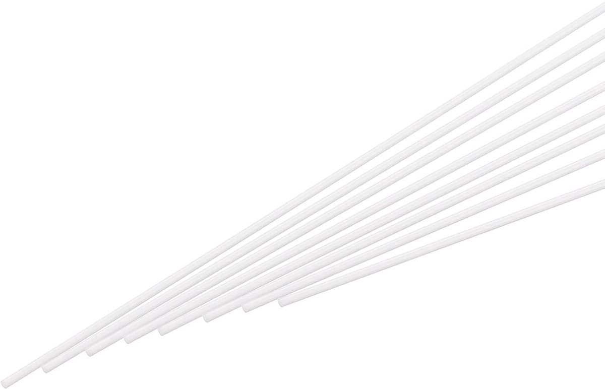 ABS kunststof staaf ronde staaf massief materiaal 1,5 mm x 250 mm wit voor doe-het-zelf modelmateriaal, architectuurmodelbouw, doe-het-zelf zandtafel, verpakking van 50 stuks