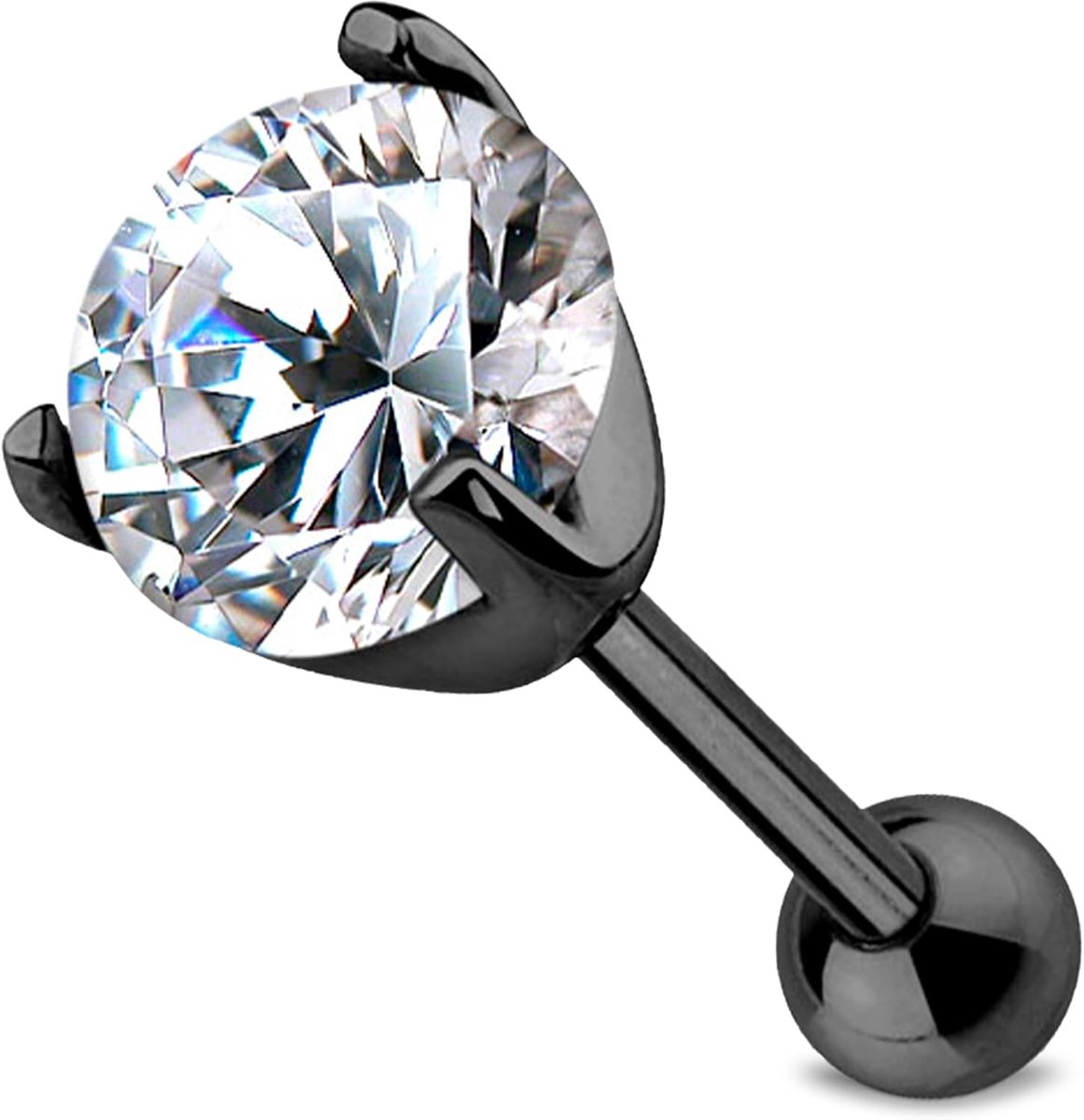 Barbell Labret piercing zirkonia Chriurgenstaal 316L Rose Black Gold Ronde Kogel 1,2 mm Helix Tragus Lobe Oorsteker Universele Conch Chique Glanzende Draad Binnen
