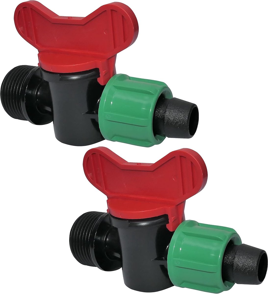 - C48600 - set van 2 afsluitventielen 16 mm x 3/4 inch voor tuinslang/druk 4 bar - ventielschroefdraad - aansluiting/adapter voor druppelirrigatiesysteem