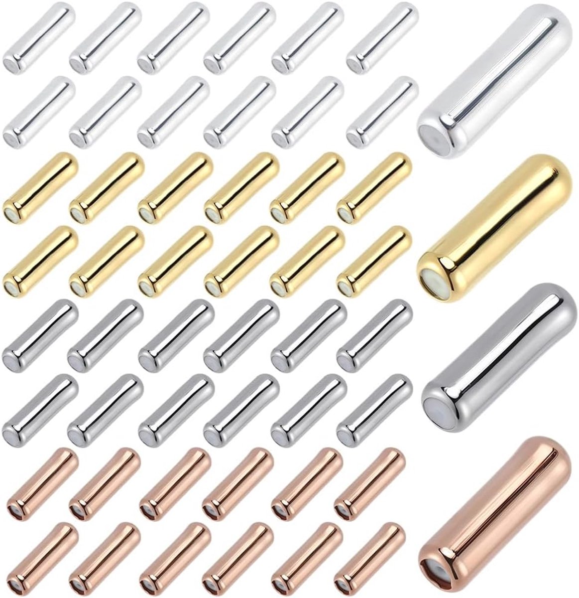 1 Doos 100Pcs 4 Kleuren Stick Pin End Broche Pin Caps Rose Goud Zilver Metalen Messing Revers Broches Sticks Backing Vergrendeling Stopper Eindigt met Rubber Binnenkant voor Sieraden Maken