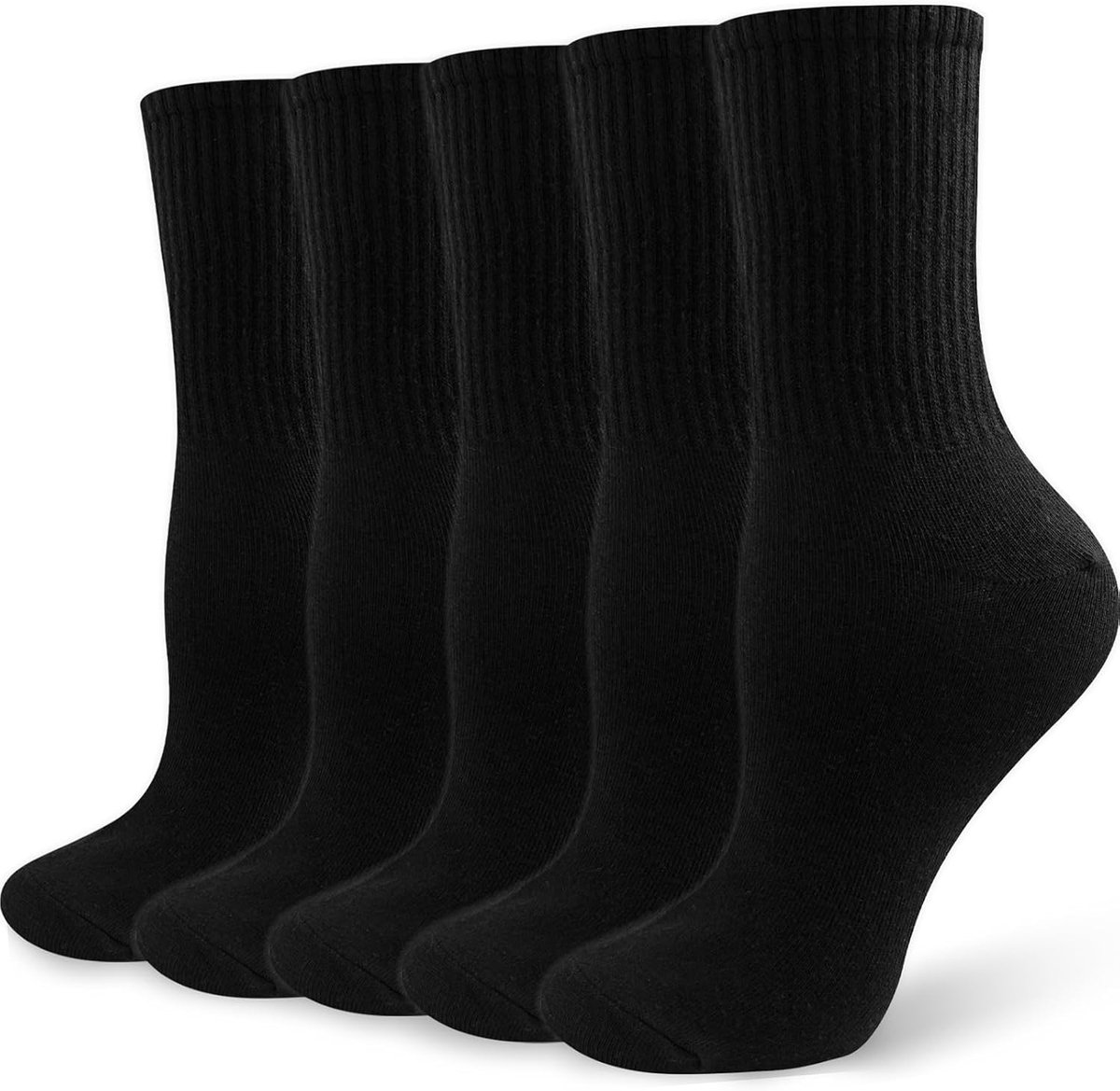 Sokken voor dames, 5 paar, dunne tennissokken voor dames, sportsokken, katoenen sokken, wandelsokken, ademende kousen