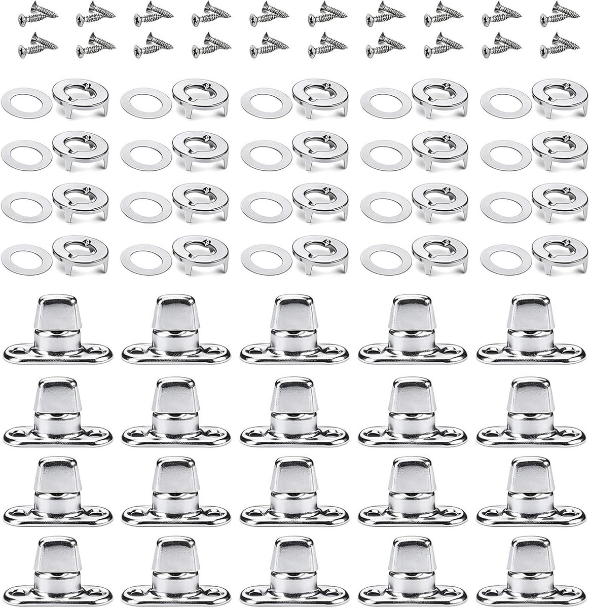20 stuks schroefsluitingen voor ovale ogen, schroefsluiting voor ronde ogen, dekzeil, krasbestendig en corrosiebestendig, voor tassen, dekzeilen, tenten en outdoor-uitrusting