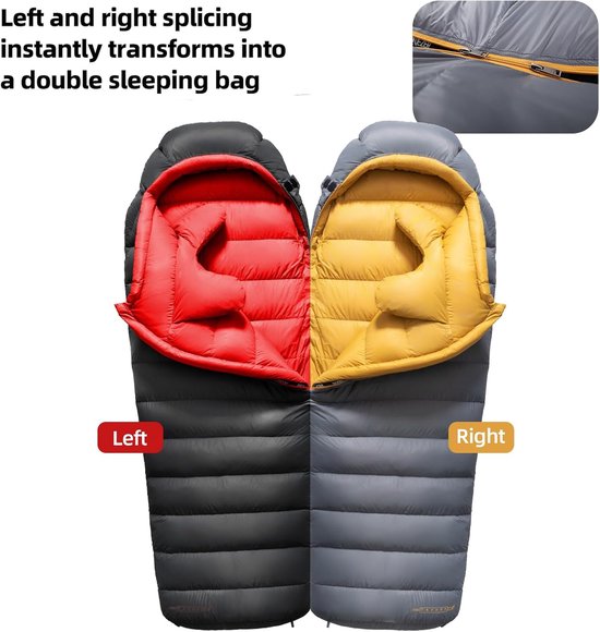 Slaapzak Volwassenen - Outdoor Slaapzak - Kamperen en Hiken - Grafeen Voering - 217 x 82 cm - Grijs — afbeelding 5
