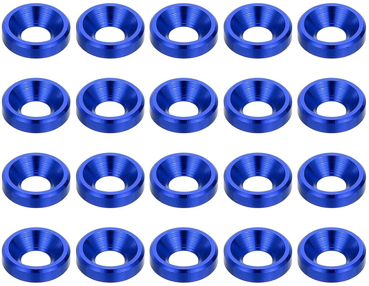 Sluitringen M3, 20 stuks sluitringen van aluminiumlegering voor mechanische accessoires, blauw