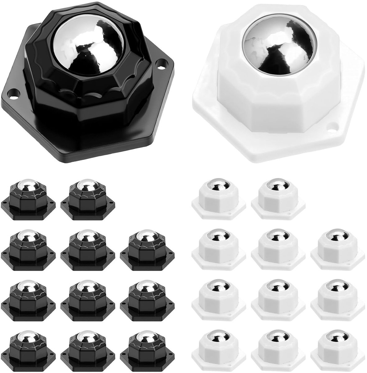 12 stuks meubelwielen, zware belasting, kleine kogelwielen, zware belasting, meubelwielen, platte set, 360° draaibaar, zelfklevende rollen voor meubels, rollen voor keukenapparaten, meubels, transport