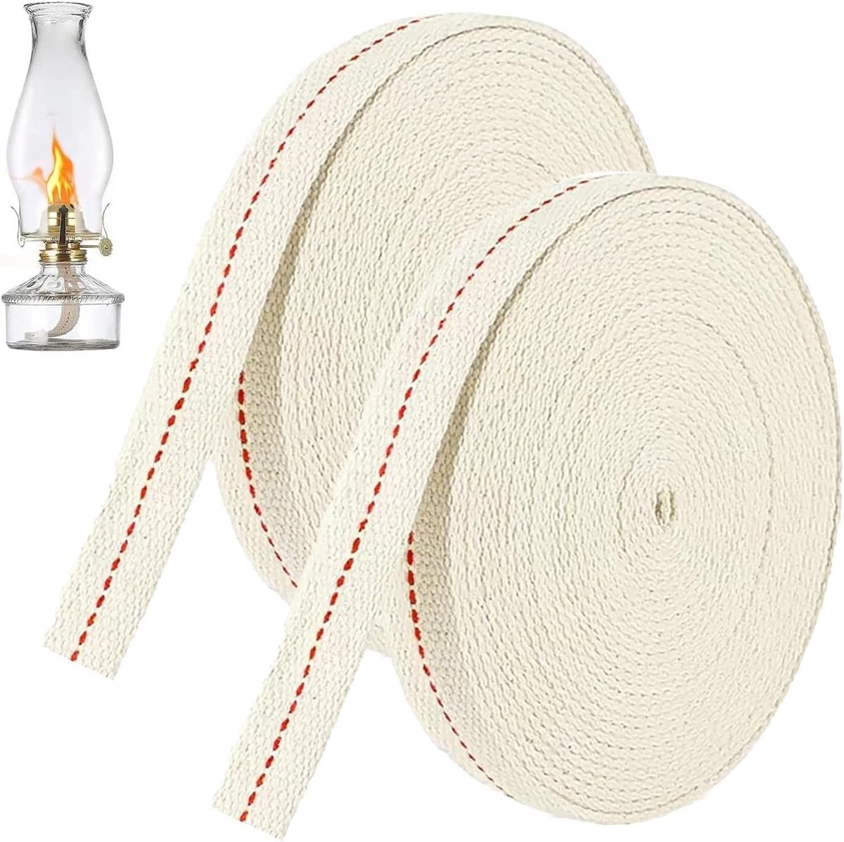 2 rollen lont voor olielampen, petroleumlamplont, 1 cm x 3 m, biedt gelijkmatig, rookvrij en flexibel branden en is daarom ideaal voor kamperen, wandelen en meer