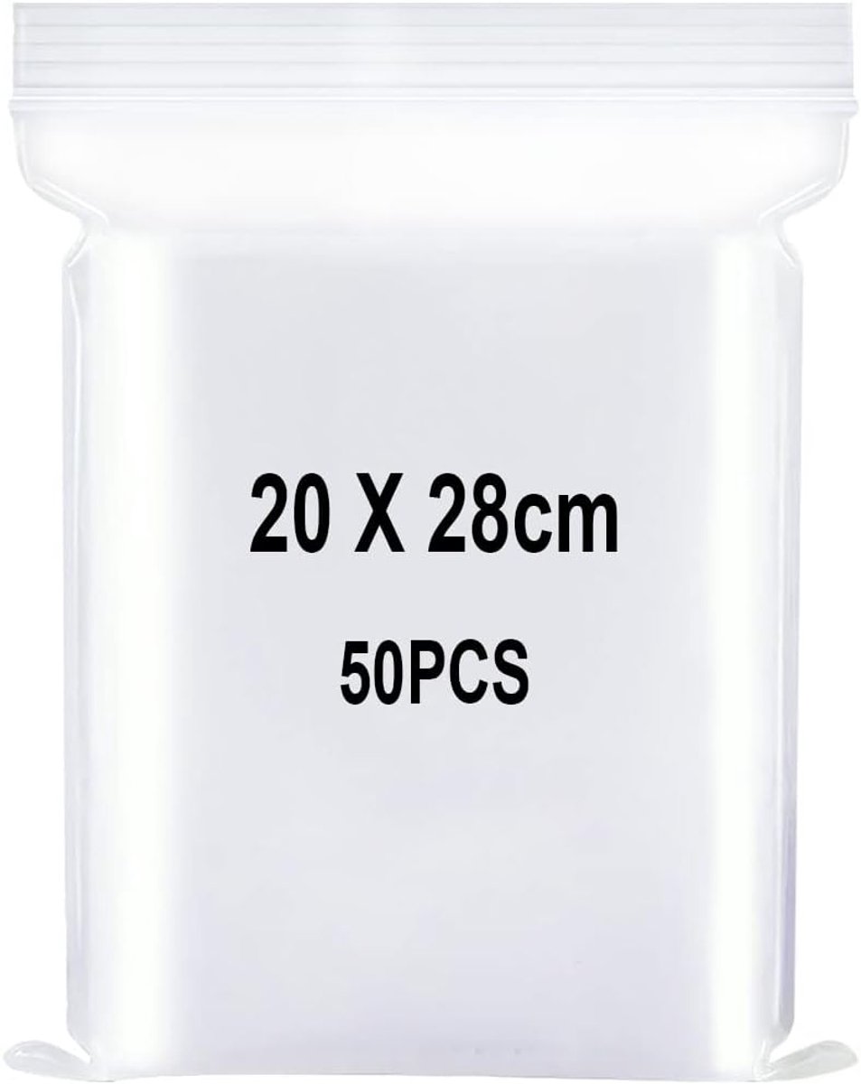 Transparante Plastic Tassen, Medium Ziplock Tassen, Polyzak, Zak Met Ritssluiting Druksluiting, Van Toepassing op Ambachtelijke Benodigdheden, Kledingopslag enz. 20x28cm 50st