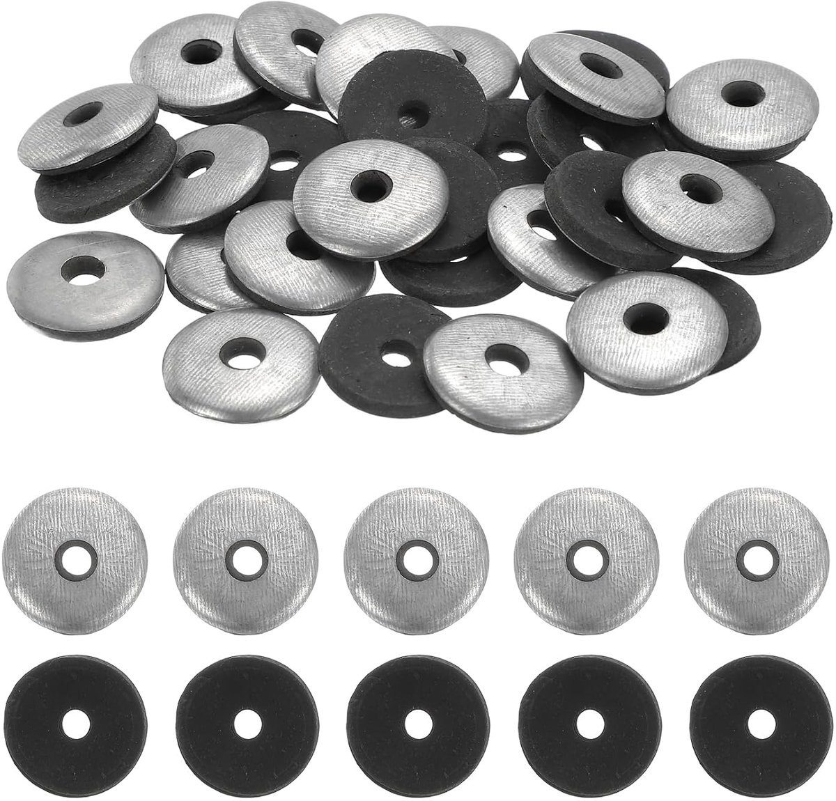 220 stuks koolstofstalen afdichtringen met EPDM-afdichting, #10 x 3/4 inch neopreen kussensluitring voor schroeven bouten machines (M4,8 x 19 mm)