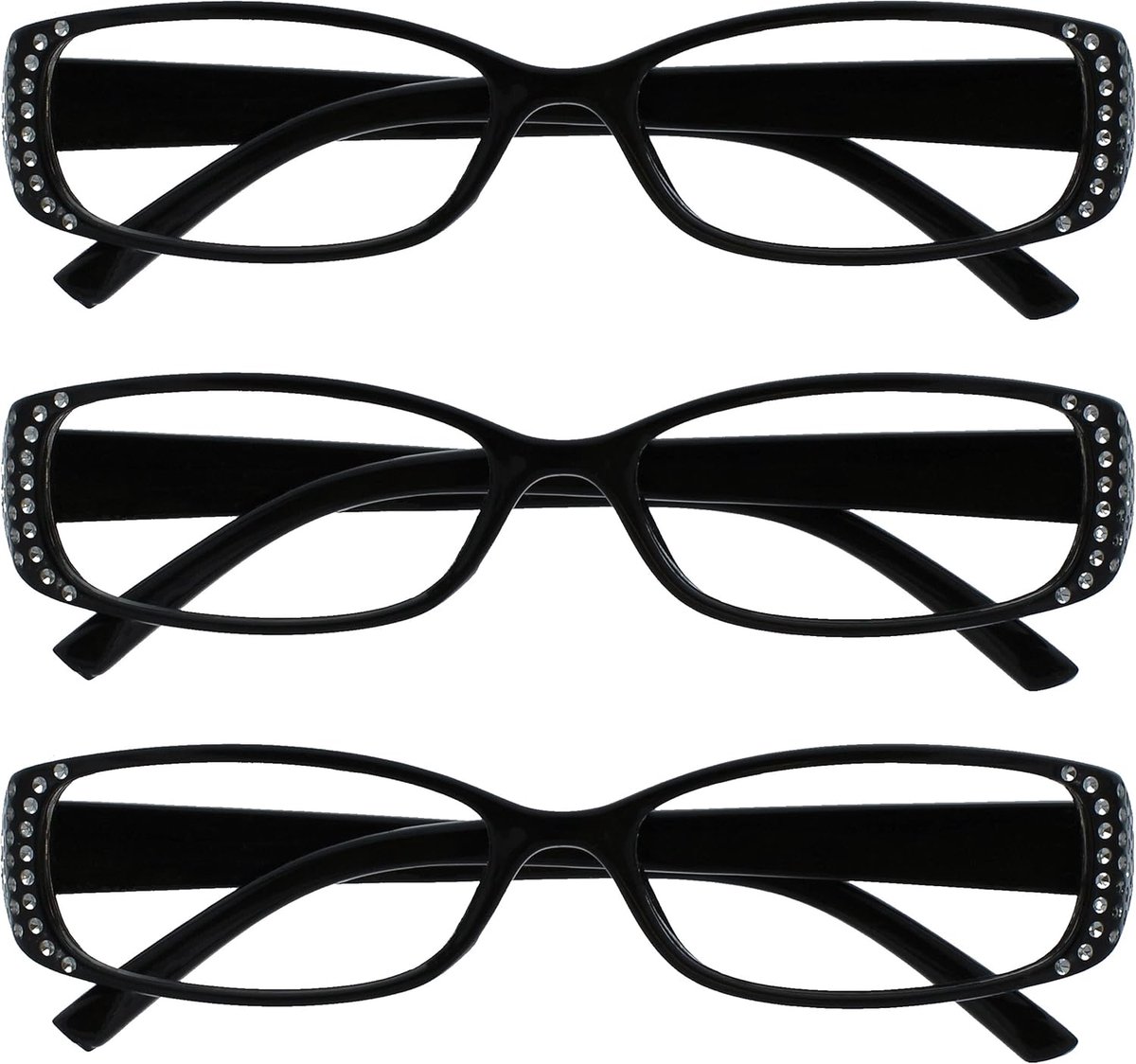 Zwarte Diamonte Stijl Lezers Waarde 3 Stuks Ontwerper Stijl Vrouwen Dames UVR3093BK +1,00